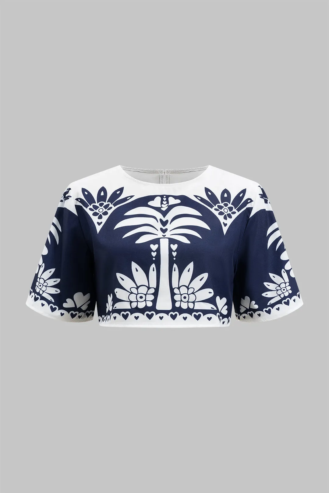 Kontrastprint kortærmet tank top og bindede brede benbukser sæt sold by Micas product image thumbnail 2