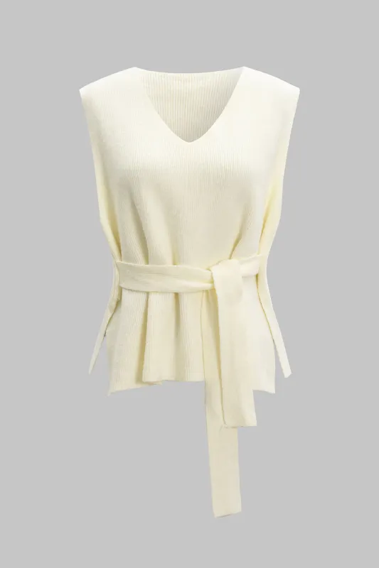 Knit Tie-Up V-Neck Sleeveless Vest sold by Micas