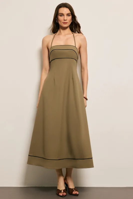 Zipper Halter Neck Sleeveless Maxi Dress sold by Micas