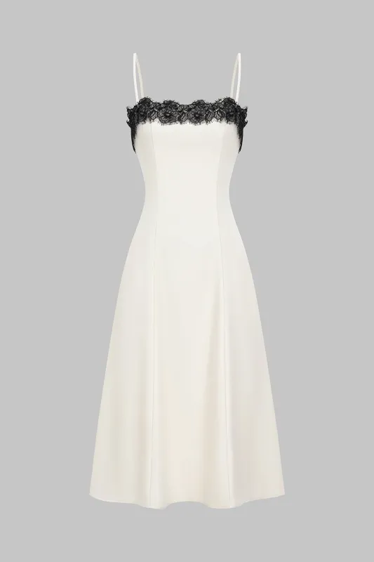 Lace Patchwork Sleeveless Slip Maxi Dress sold by Micas