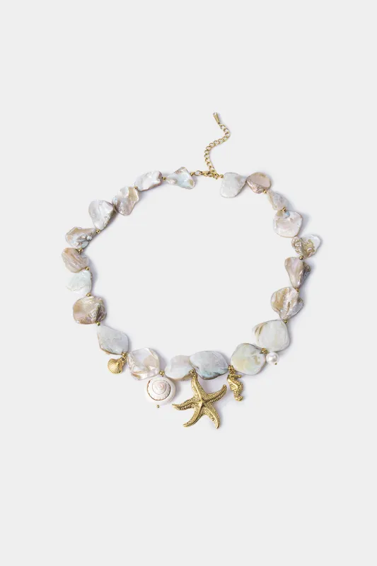 Steel Irregular Starfish Shell Conch Necklace sold by Micas