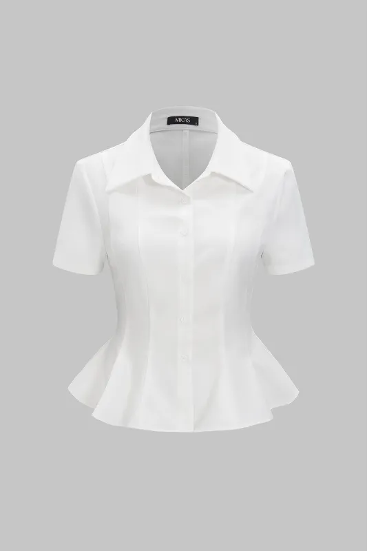Solid Button Short-Sleeve Shirt sold by Micas