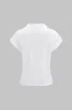 Ruched Pleated Short-Sleeve Shirt sold by Micas