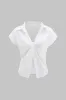 Ruched Pleated Short-Sleeve Shirt sold by Micas