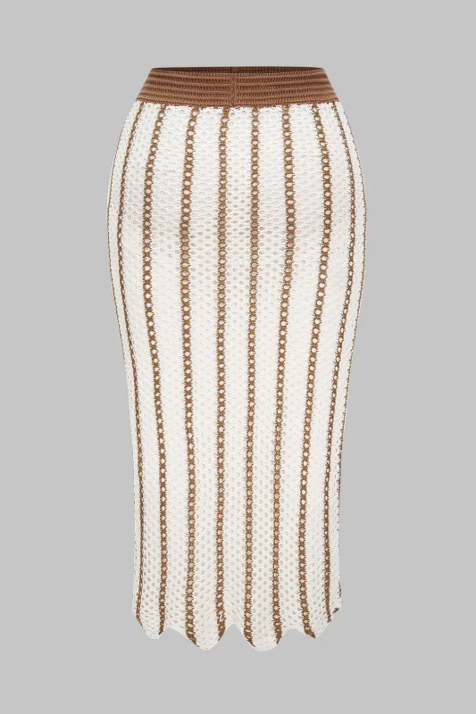 Plus Size High Waist Stripes Print Knit Skirt sold by Micas