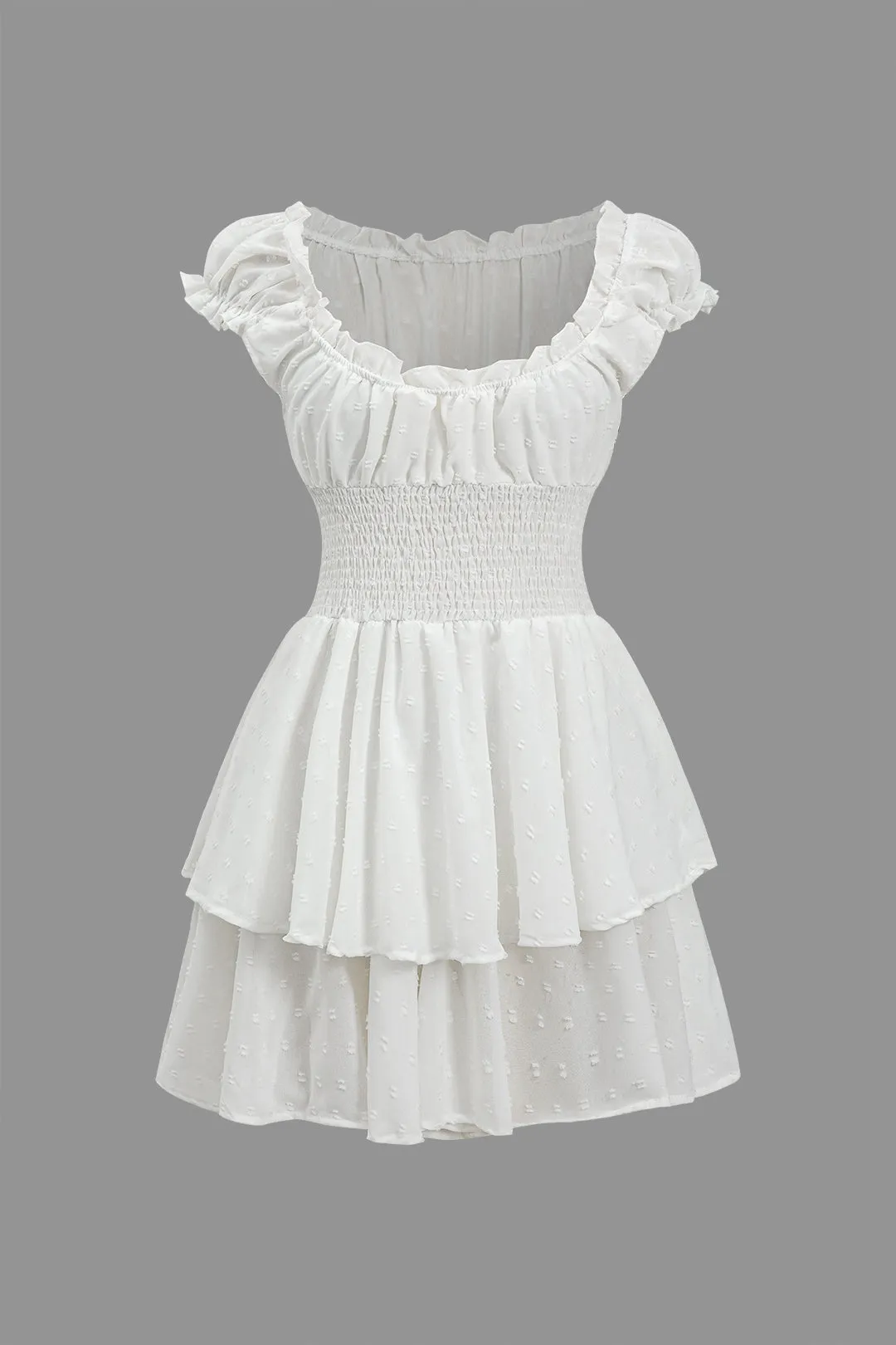 Solid Ruched Layer Mini Dress sold by Micas