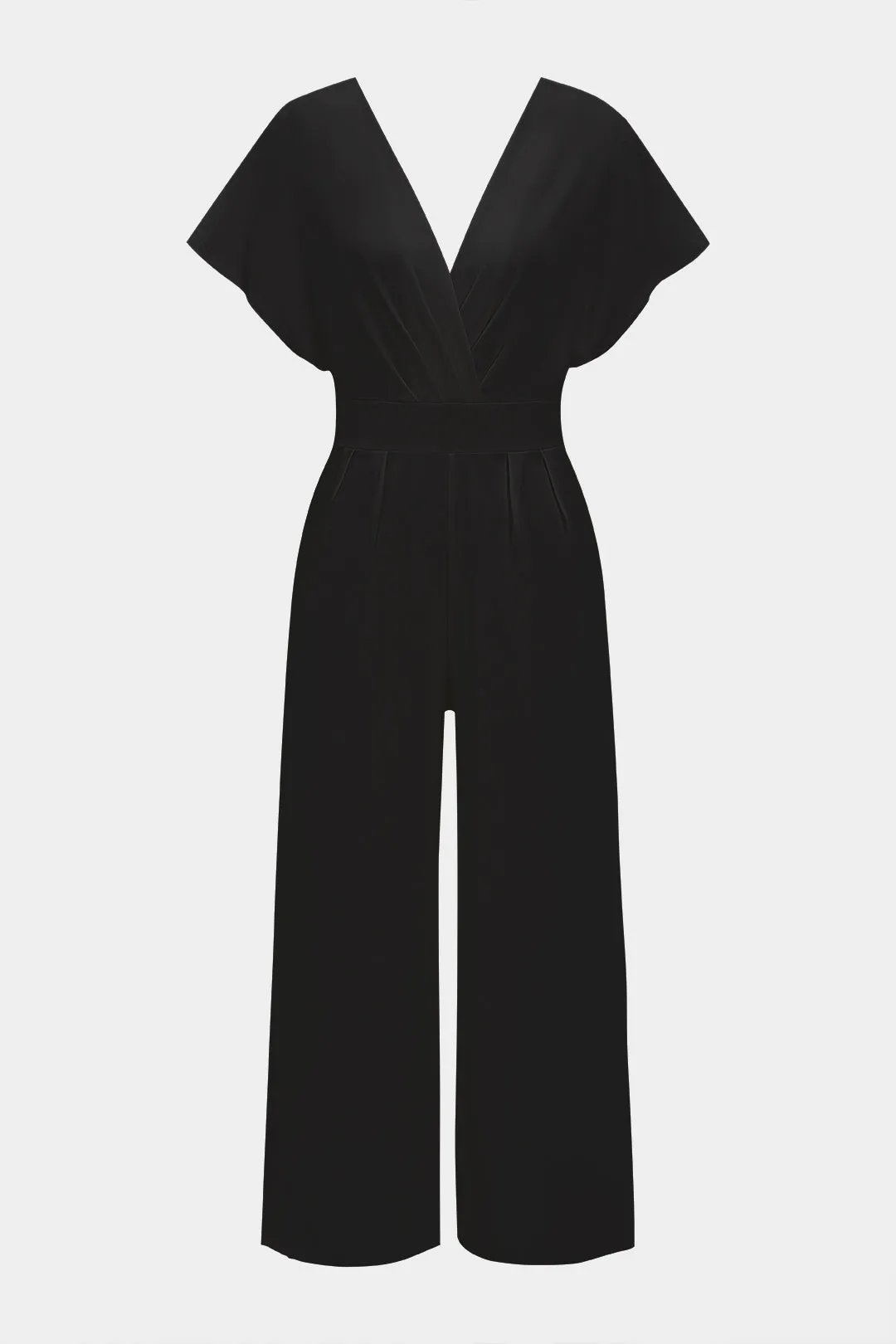 V-Neck Ruched Short Sleeve Wide Leg Jumpsuit sold by Micas product image thumbnail 5