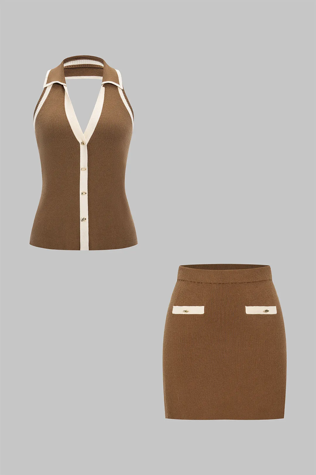 Knit Metallic Botton Cut Out Vest sold by Micas product image thumbnail 3