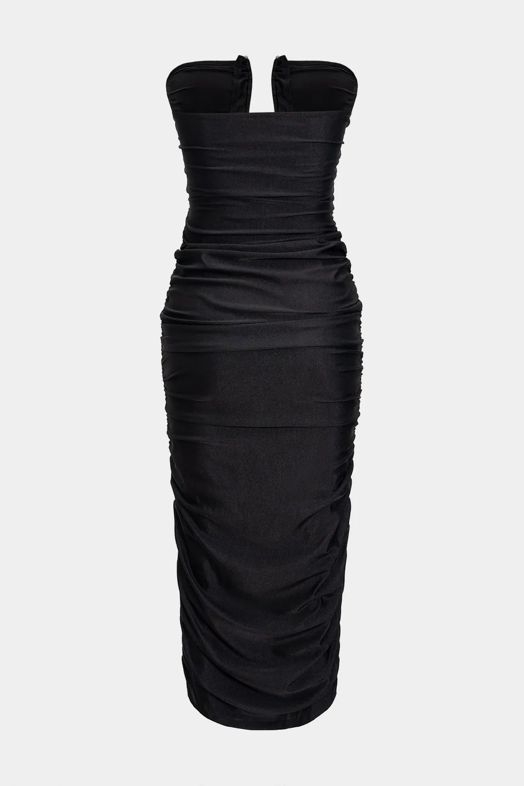 Solid V-Neck Ruched Sleeveless Midi Dress sold by Micas product image thumbnail 2