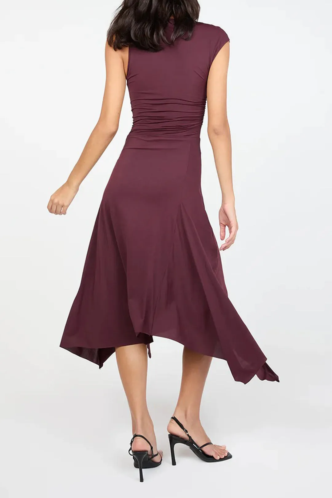 Chiffon Asymmetrical Ruched Sleeveless Midi Dress sold by Micas product image thumbnail 2
