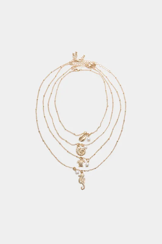 Shell Horn Multi-Layer Pendant Necklace sold by Micas