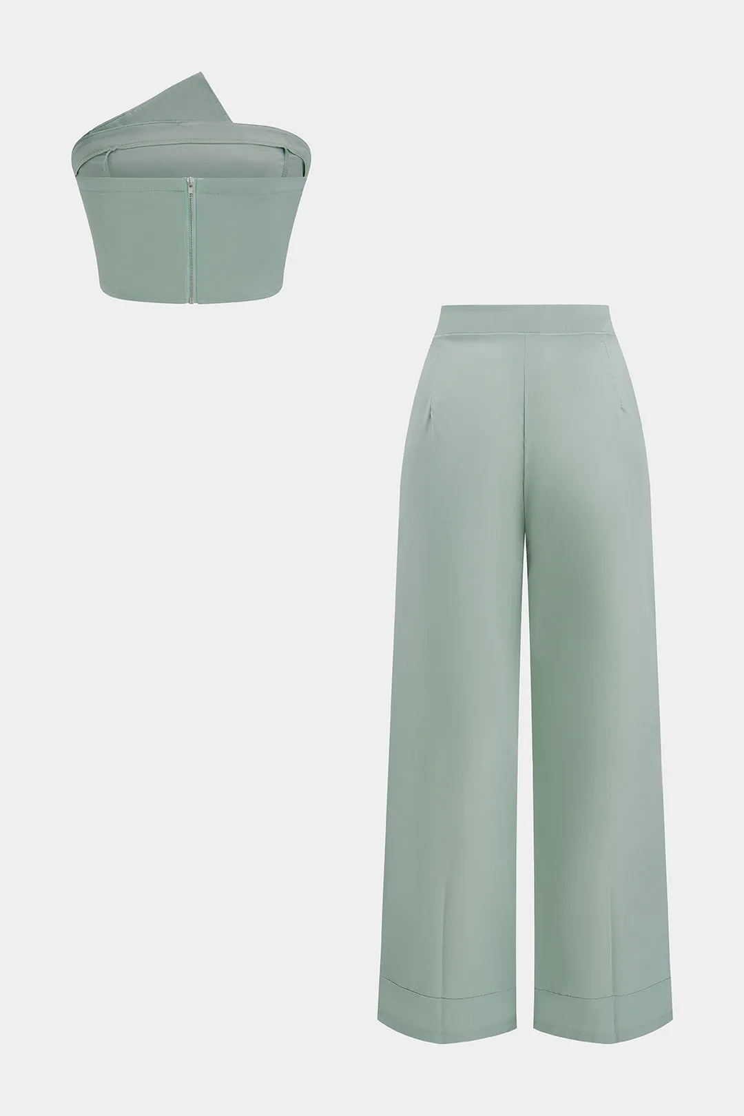 Pleated Zipper Tube Top And Trousers Set sold by Micas product image thumbnail 2