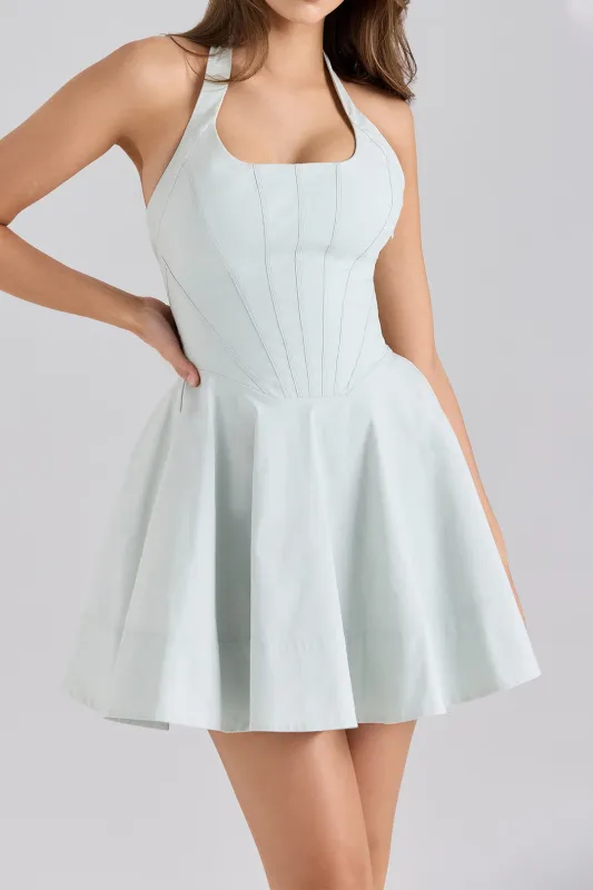 Tie Back Halter Neck Backless Sleeveless Mini Dress sold by Micas