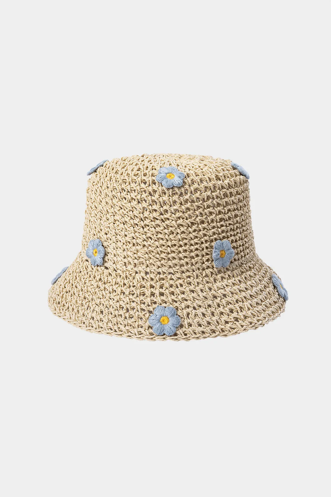 Flower Decor Straw Woven Hollow Hat sold by Micas