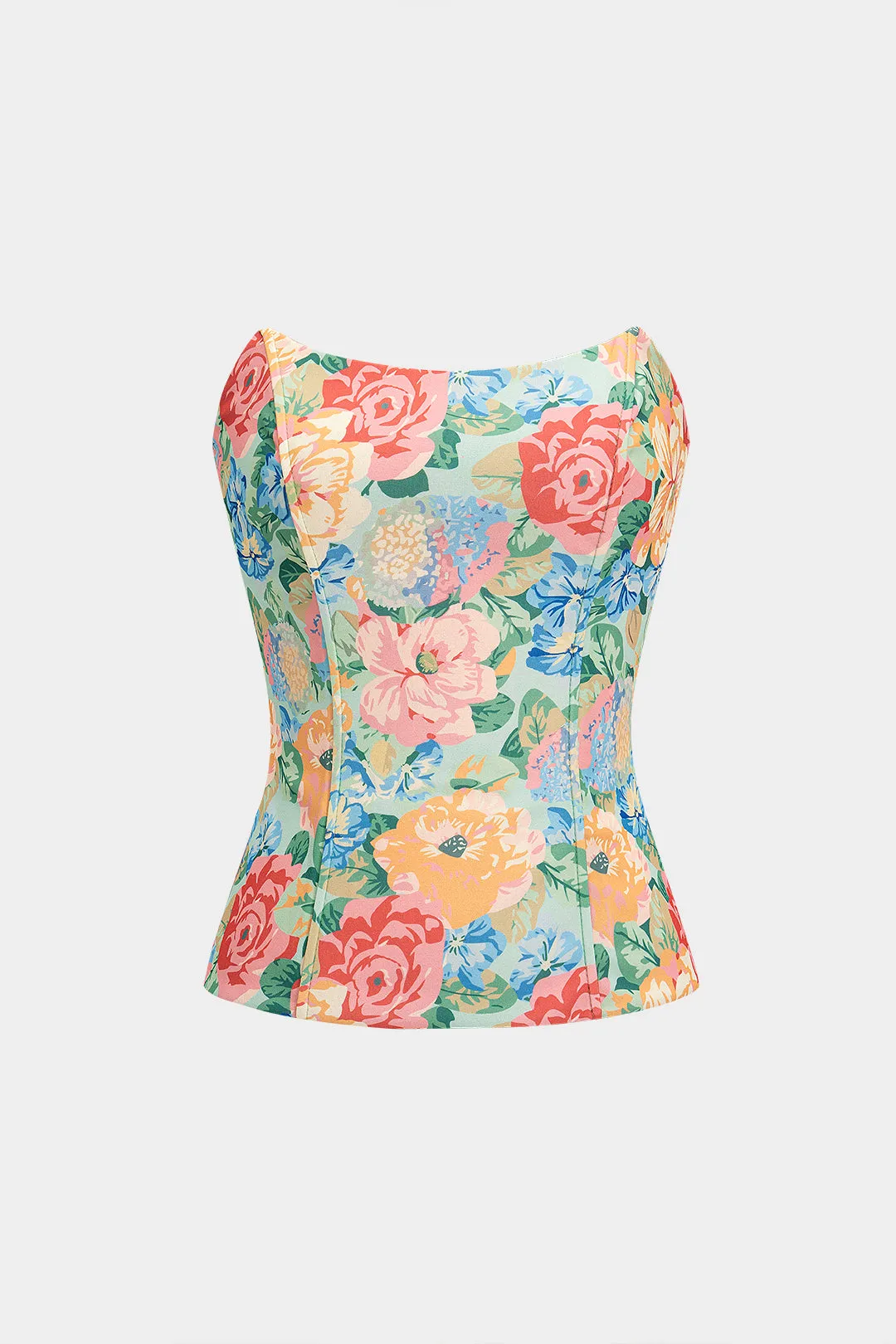 Floral Leaves Print Strapless Tube Top sold by Micas