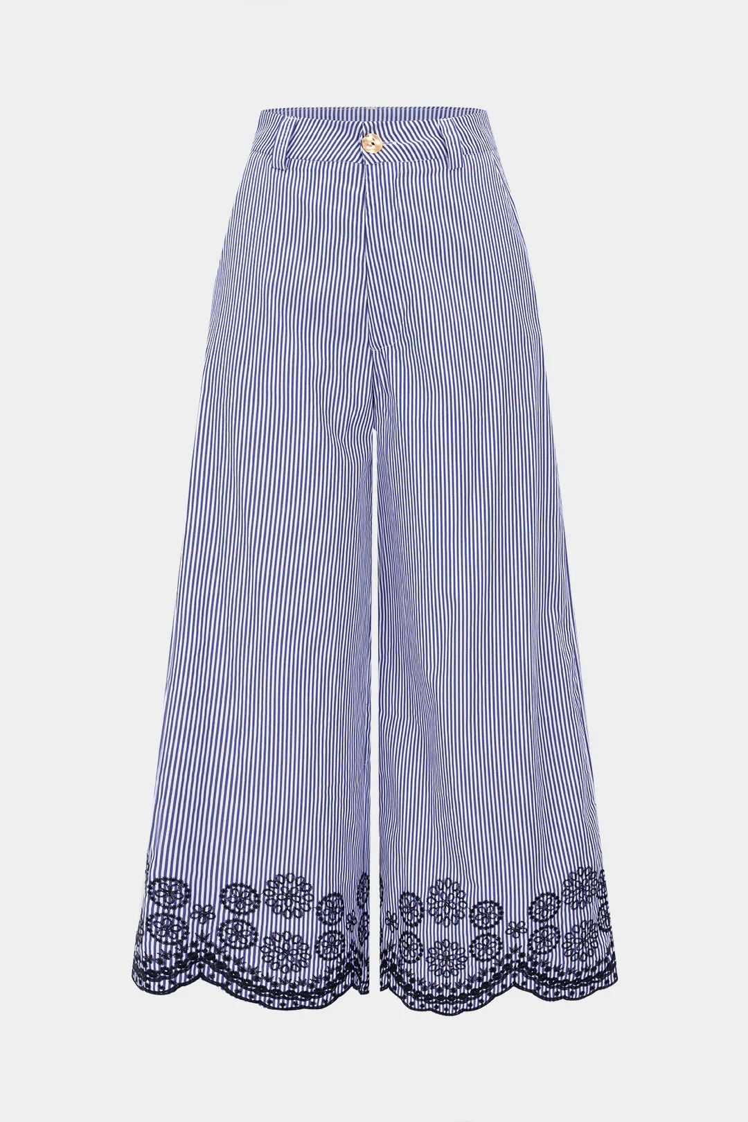 Stripes Print Embroidery Wide Leg Trousers sold by Micas
