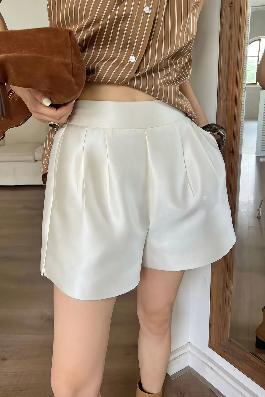 Satin High Waist Wide Leg Shorts sold by Micas