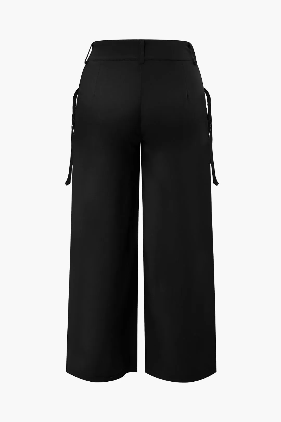 Plus størrelse lynlås detaljer asymmetrisk høj talje binding brede ben bukser sold by Micas product image thumbnail 2