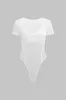 Sheer V-Neck Mesh Short Sleeve Bodysuit sold by Micas
