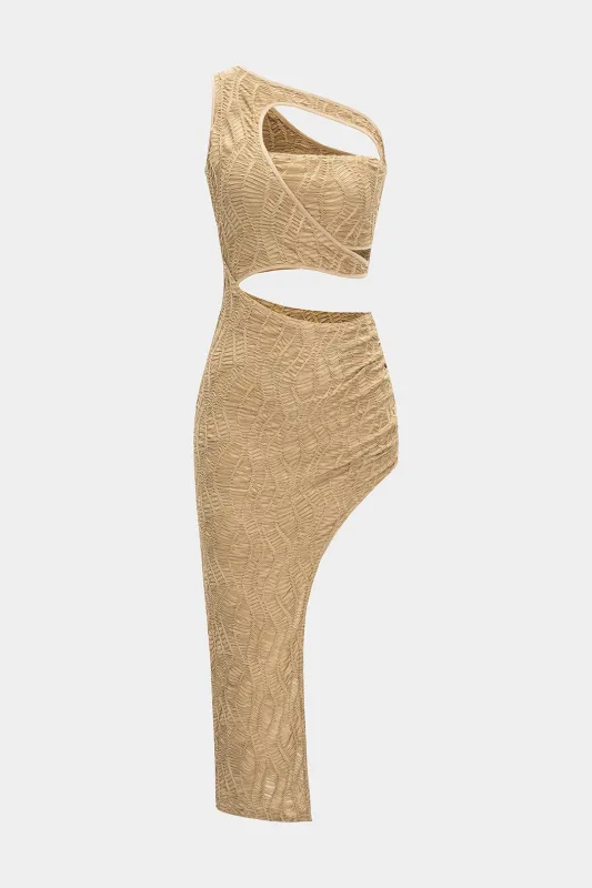 Cut Out Asymmetrical High Slit Sleeveless Midi Dress sold by Micas