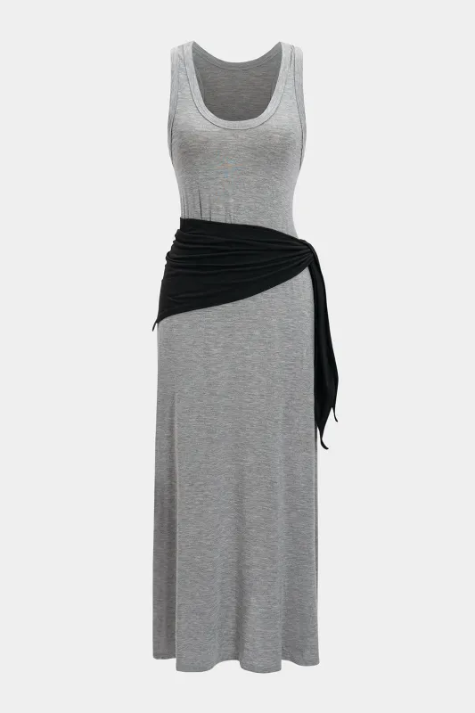 Tie-Up Ruched Sleeveless Maxi Dress sold by Micas