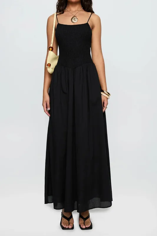 Shirred Patchwork Detail Sleeveless Maxi Dress sold by Micas