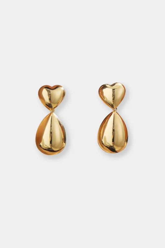 Gold-Plated Heart-Shaped Metal Earring sold by Micas
