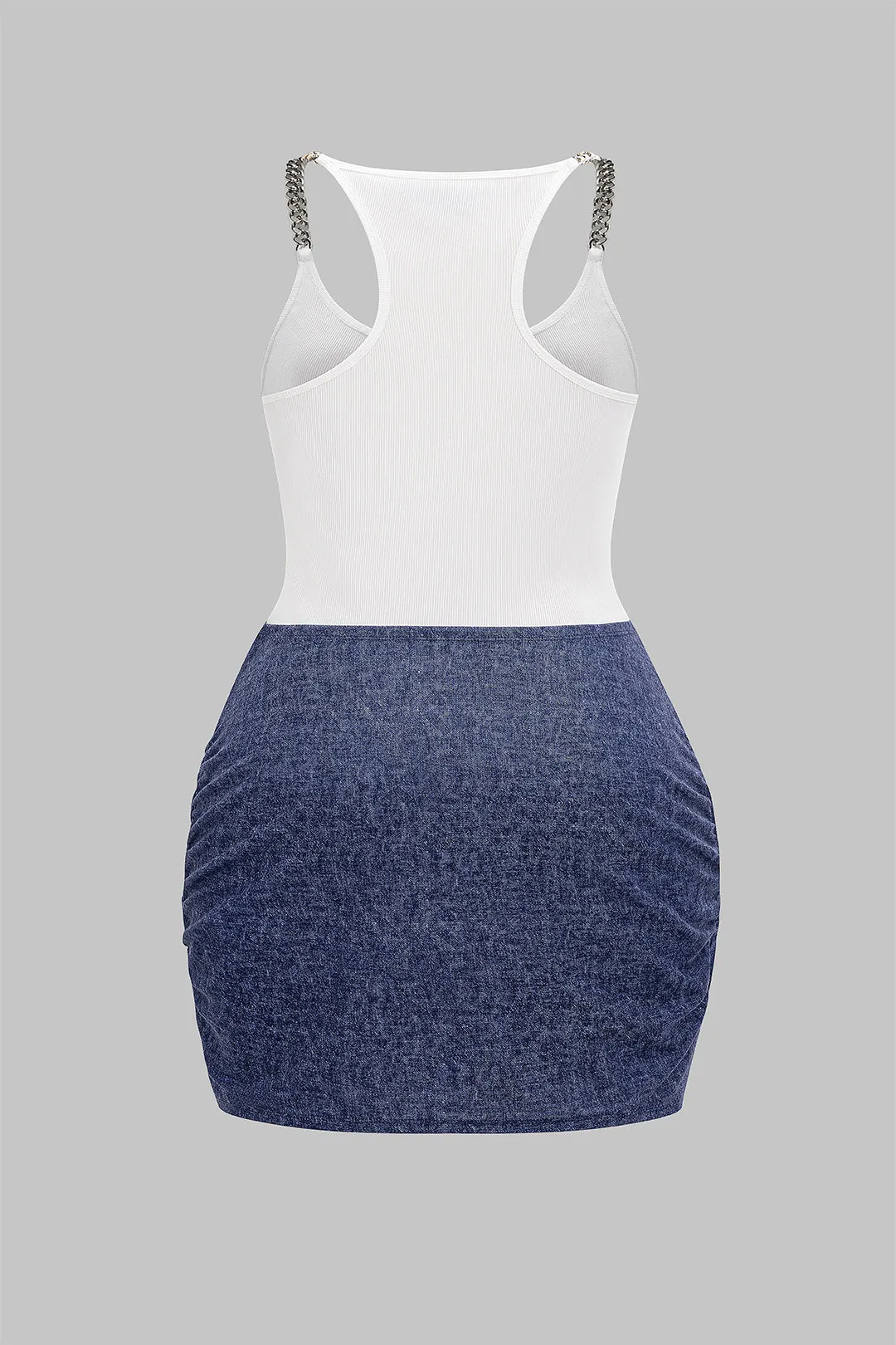 Plus Size Metallic Chain Patchwork Tie Knot Sleeveless Tank Mini Dress sold by Micas product image thumbnail 2