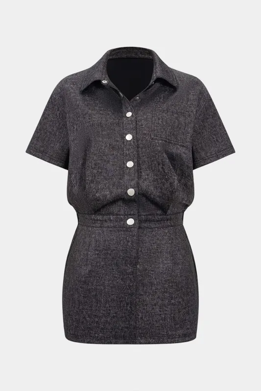 Button Short Sleeve Mini Dress sold by Micas