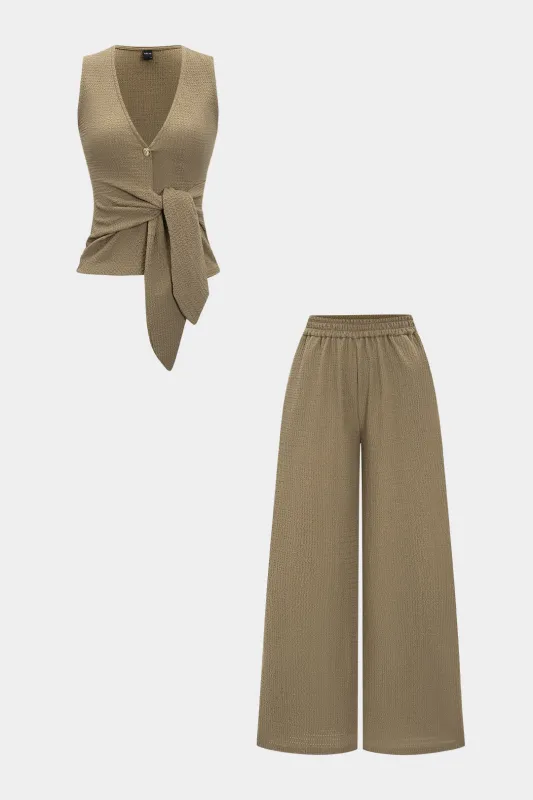 Hollow Out Tank Top And Trousers Set sold by Micas
