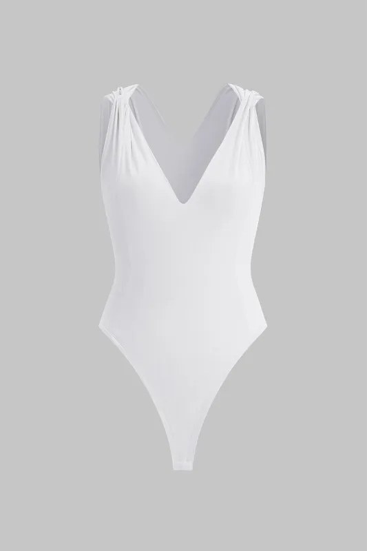 Knot Front Twist Sleeveless Bodysuit sold by Micas