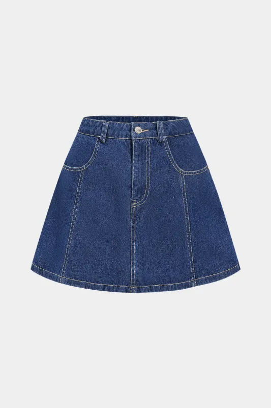 Denim High Waist Skirt sold by Micas
