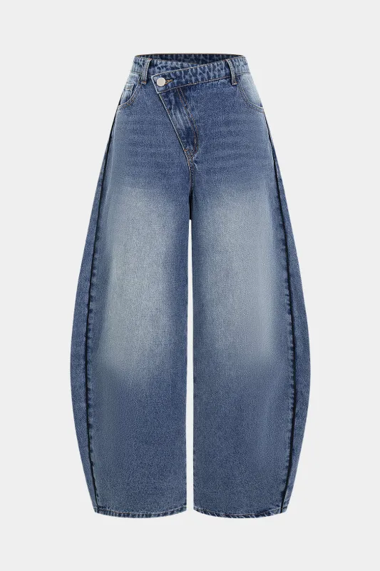 Denim Pocket Barrel Jeans sold by Micas