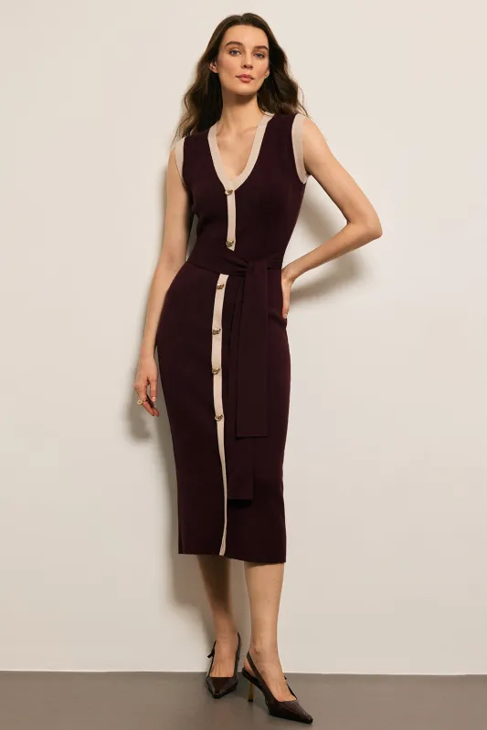 Knit Tie Front V-Neck Sleeveless Dress sold by Micas
