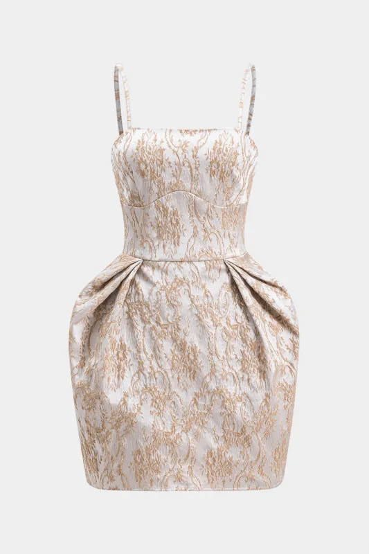 Jacquard Ruched Slip Sleeveless Mini Dress sold by Micas