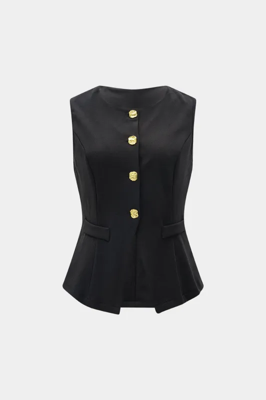 Solid Metallic Button Vest sold by Micas