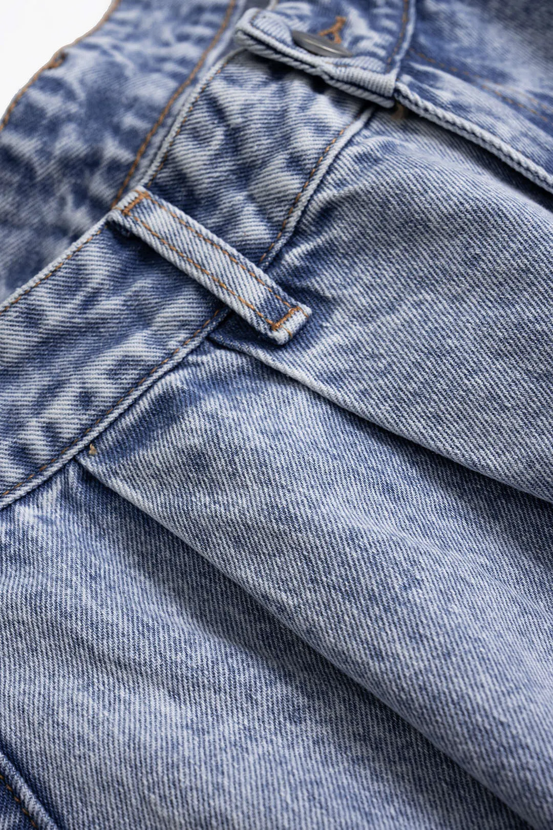 Denim V-Neck Metallic Button Sleeveless Top And Ruched Jorts Set sold by Micas product image thumbnail 3