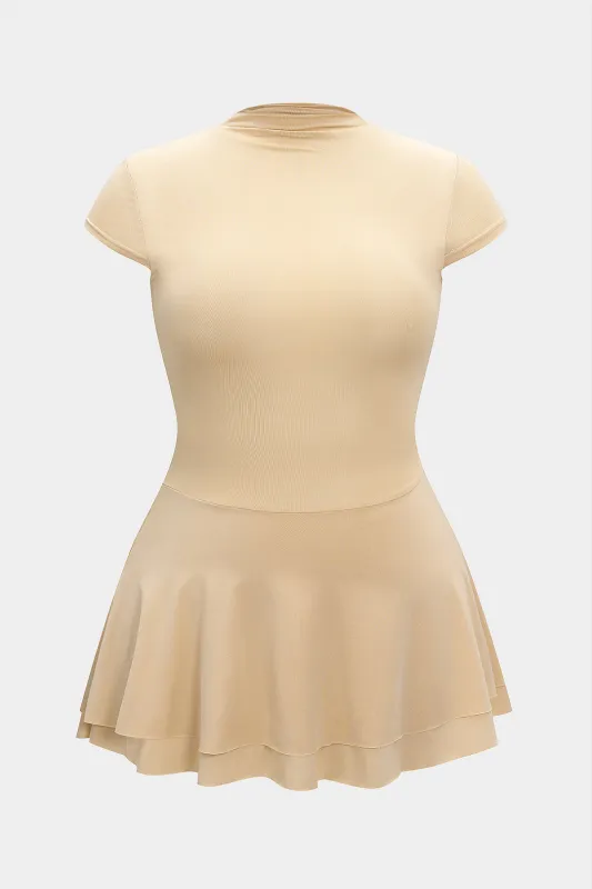 Plus Size Knit Solid Short Sleeve Mini Dress sold by Micas