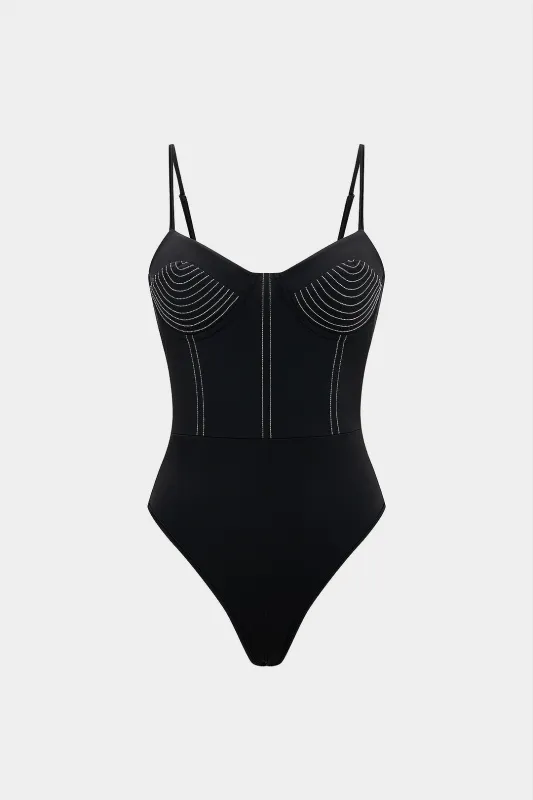 Stitching Detail Sleeveless Bodysuit sold by Micas