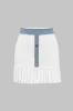 Knit Textured Pleated Button Patchwork Skirt sold by Micas