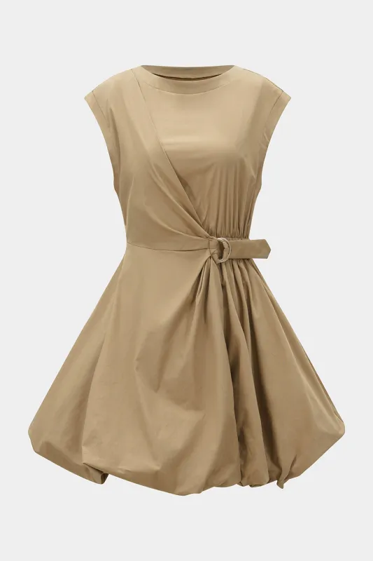 Asymmetrical Twist Knot Short Sleeve Mini Dress sold by Micas