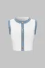 Knit Textured Button Patchwork Tank Top sold by Micas