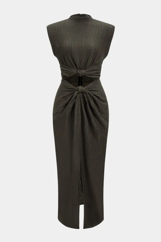 Twist Knot Cut Out Sleeveless Slit Midi Dress sold by Micas