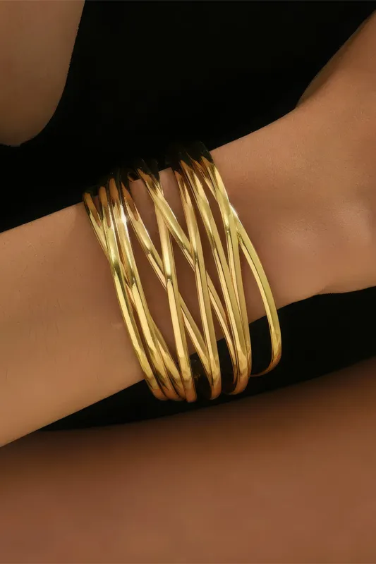 Alloy Irregular Multi-Layer Open Adjustable Bracelet sold by Micas