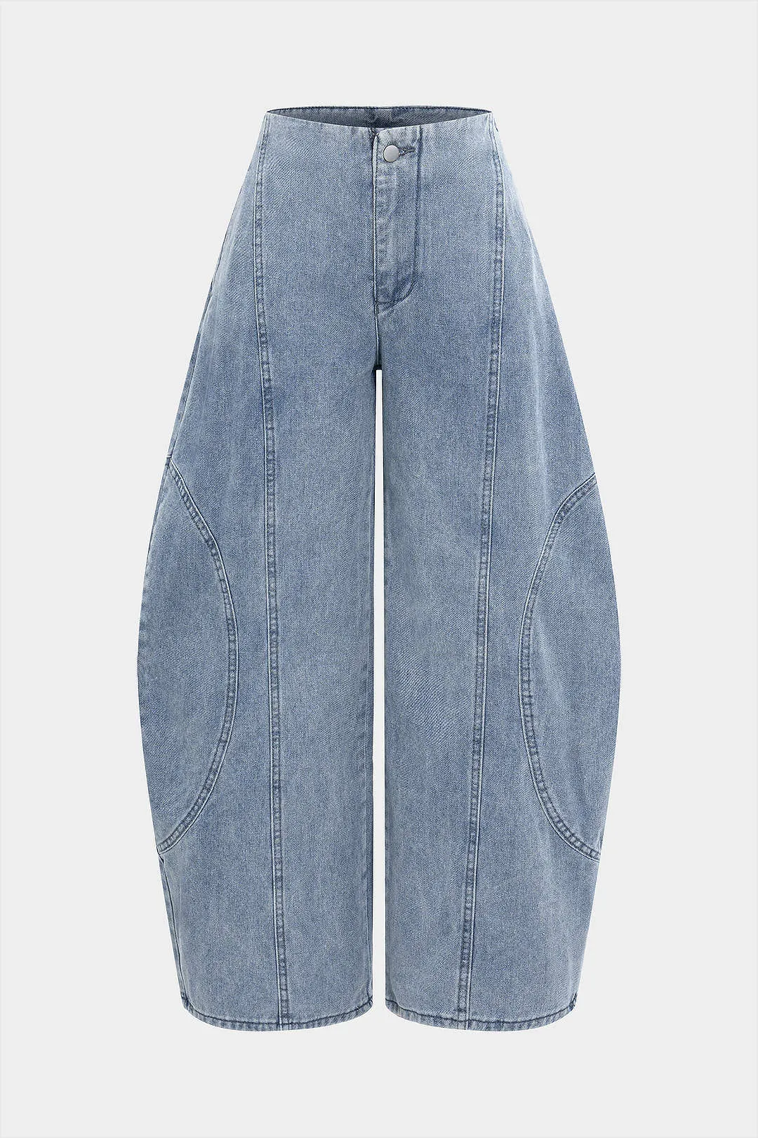 Denim Wide Leg Barrel Jeans sold by Micas
