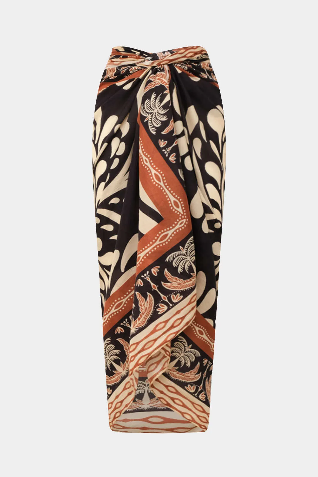 Retro Print Chiffon Twist Knot Skirt sold by Micas