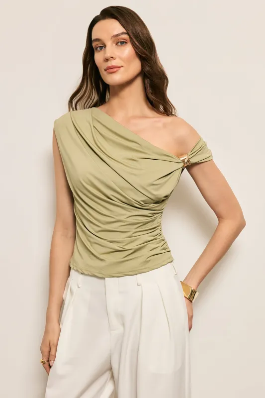 Asymmetrical Metallic Detail Tank Top sold by Micas