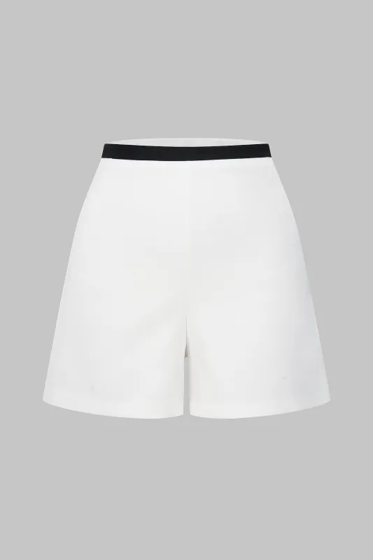 Contrast Pipiing High Waist Zipper Shorts sold by Micas