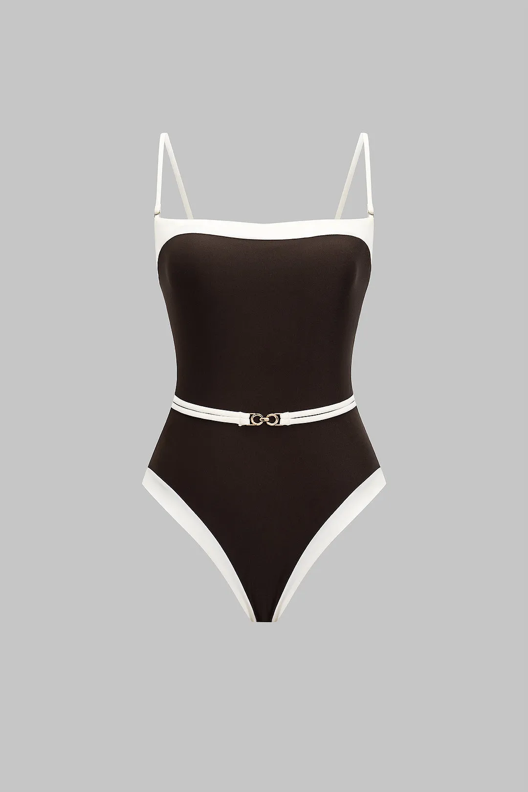 Contrast Belted One-Piece Swimsuit sold by Micas