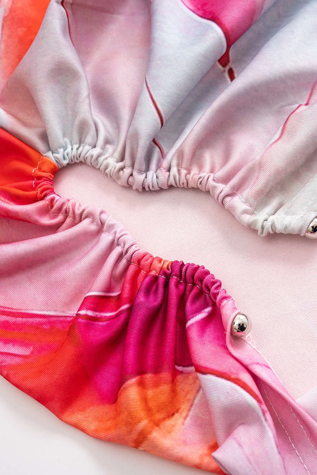 Watercolor Ombre Print Tie-Back Short Sleeve And Ruched Side Slit Skirt Set sold by Micas product image thumbnail 2